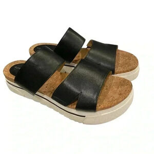 Adrienne Vittadini Sport  Black Slide Sandals Size 9 1/2